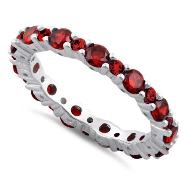 Sterling Silver Eternity Dark Garnet CZ Ring