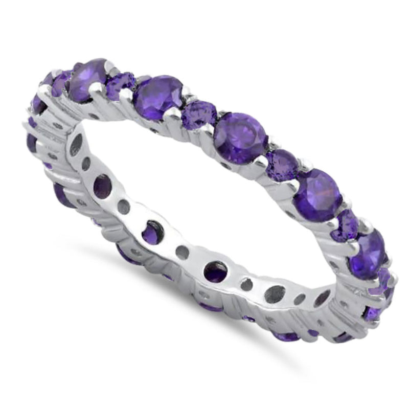 Sterling Silver Eternity Amethyst CZ Ring