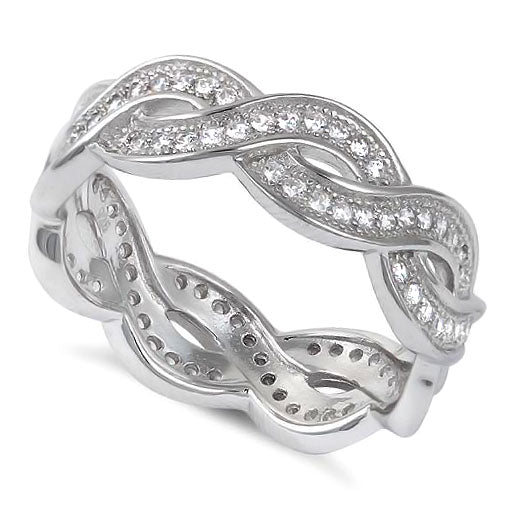 Sterling Silver Twisted Eternity CZ Ring