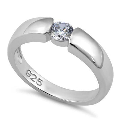 Sterling Silver Channel Bezel Clear CZ Ring