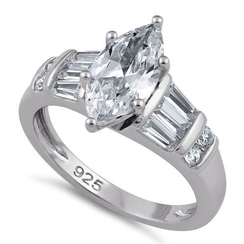 Sterling Silver Marquise Clear CZ Ring
