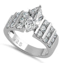 Sterling Silver Marquise Cut Clear CZ Ring