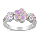 Sterling Silver Plumeria Pink Lab Opal Ring