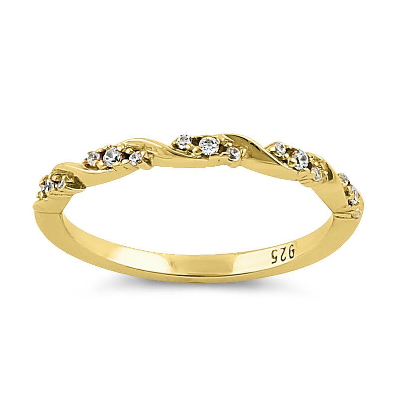 Sterling Silver Gold Plated Dainty Clear CZ Ring