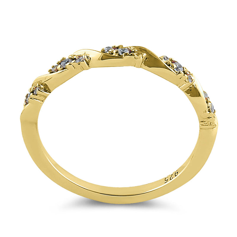 Sterling Silver Gold Plated Dainty Clear CZ Ring