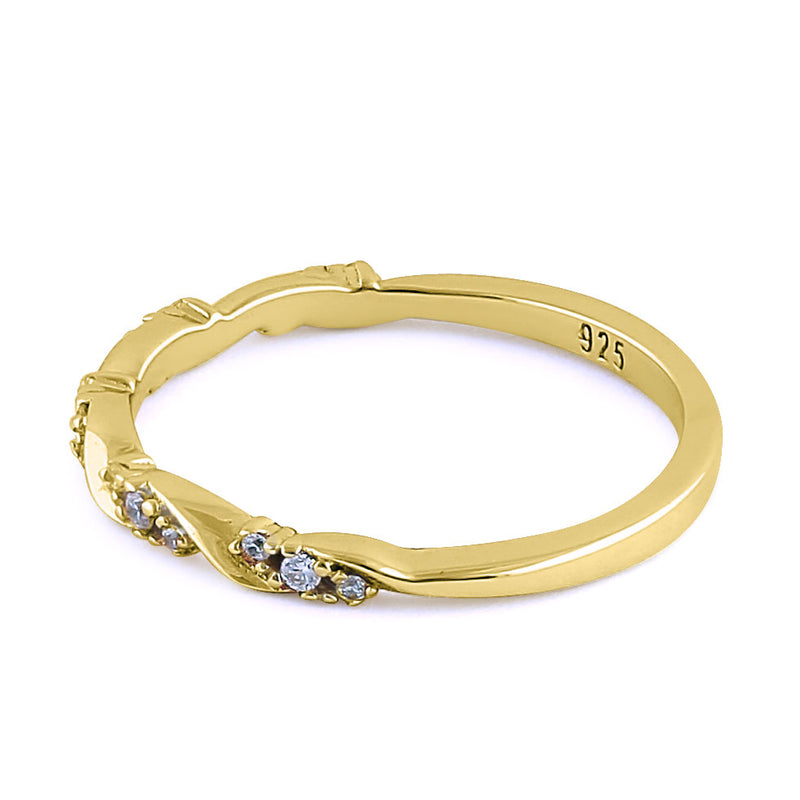 Sterling Silver Gold Plated Dainty Clear CZ Ring