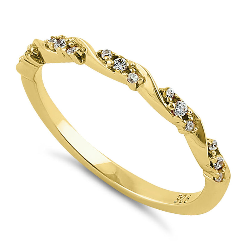 Sterling Silver Gold Plated Dainty Clear CZ Ring