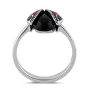 Sterling Silver Black Onyx and Enamel Ladybug Marcasite Ring