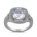 Sterling Silver 10mm Cushion Halo Engagement Ring