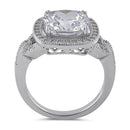 Sterling Silver 10mm Cushion Halo Engagement Ring