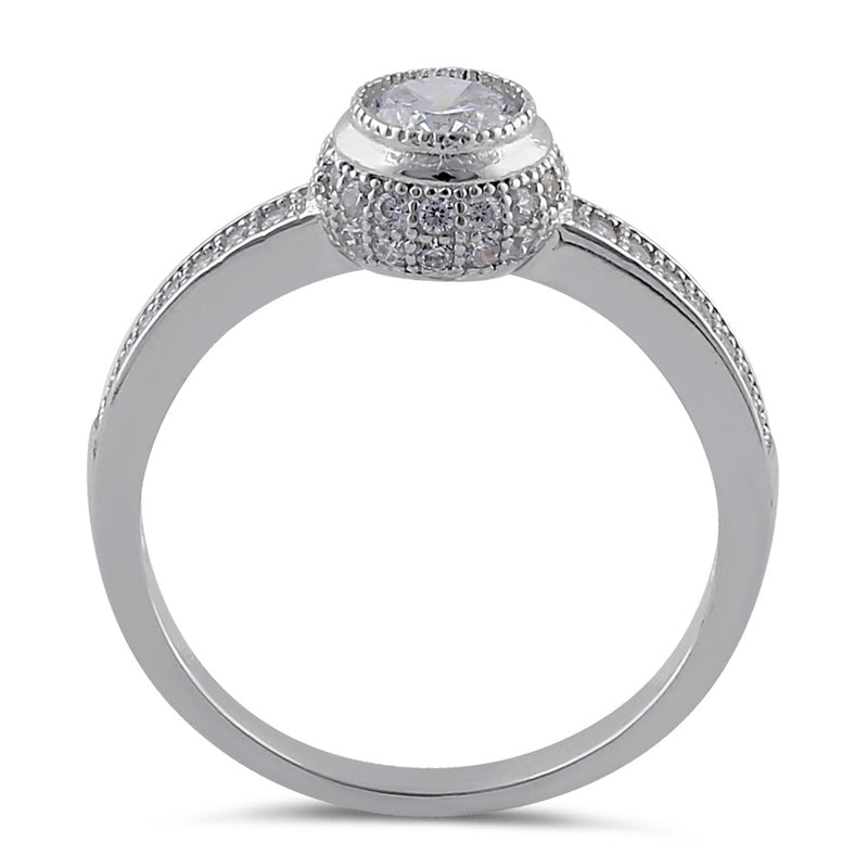 Sterling Silver Circular Halo Engagement Ring