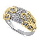 Sterling Silver Elegant Yellow Gold Plated Curved Wrap Ring