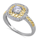 Steling Silver Two-Tone Heart Engagement Ring