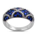 Sterling Silver Elegant Blue Spinel and Clear CZ Pave Ring