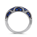 Sterling Silver Elegant Blue Spinel and Clear CZ Pave Ring