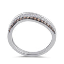 Sterling Silver Champagne and Clear CZ Curved Ring
