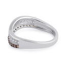 Sterling Silver Champagne and Clear CZ Curved Ring