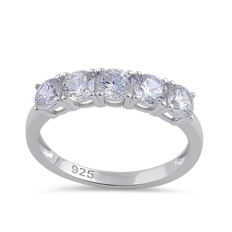 Sterling Silver Clear Round CZ Half Eternity Ring