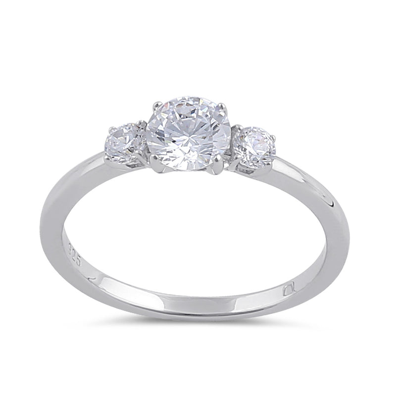 Sterling Silver Clear CZ Modern Engagement Ring