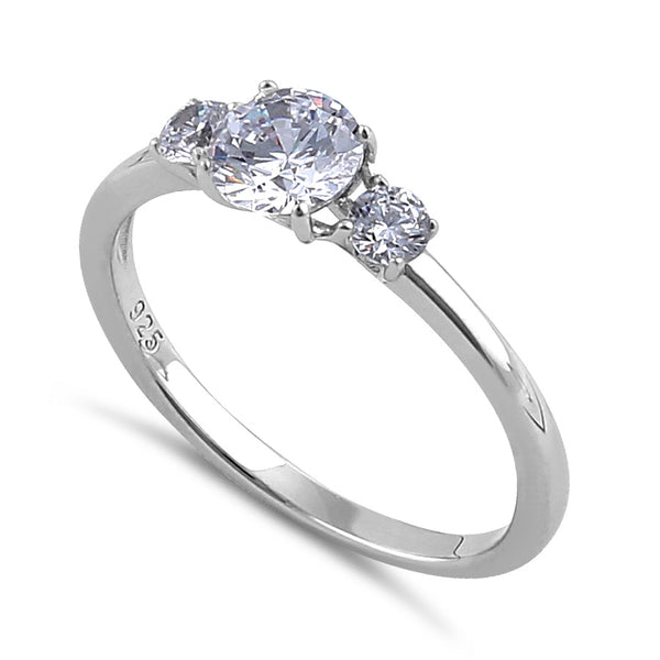 Sterling Silver Clear CZ Modern Engagement Ring