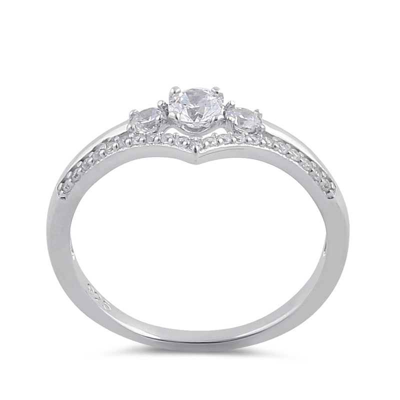Sterling Silver Clear CZ Trendy Engagement Ring