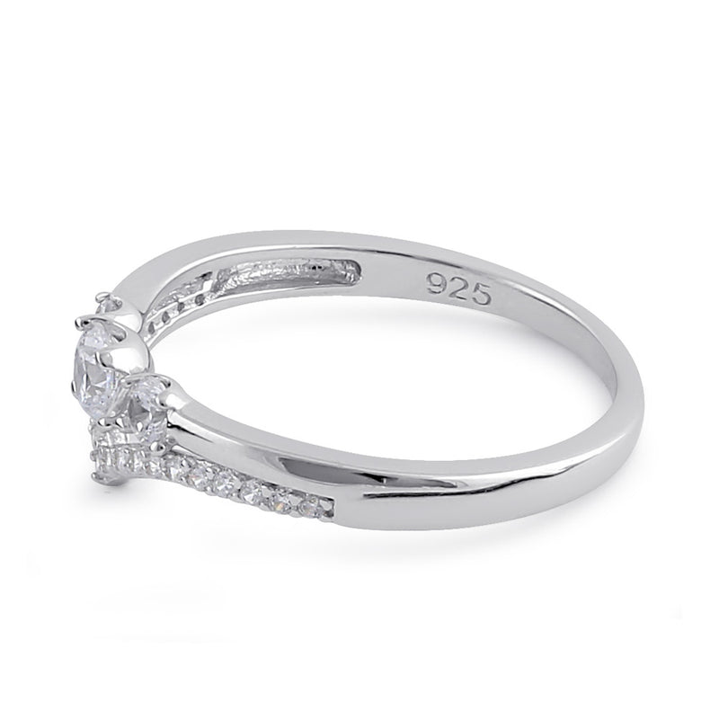 Sterling Silver Clear CZ Trendy Engagement Ring