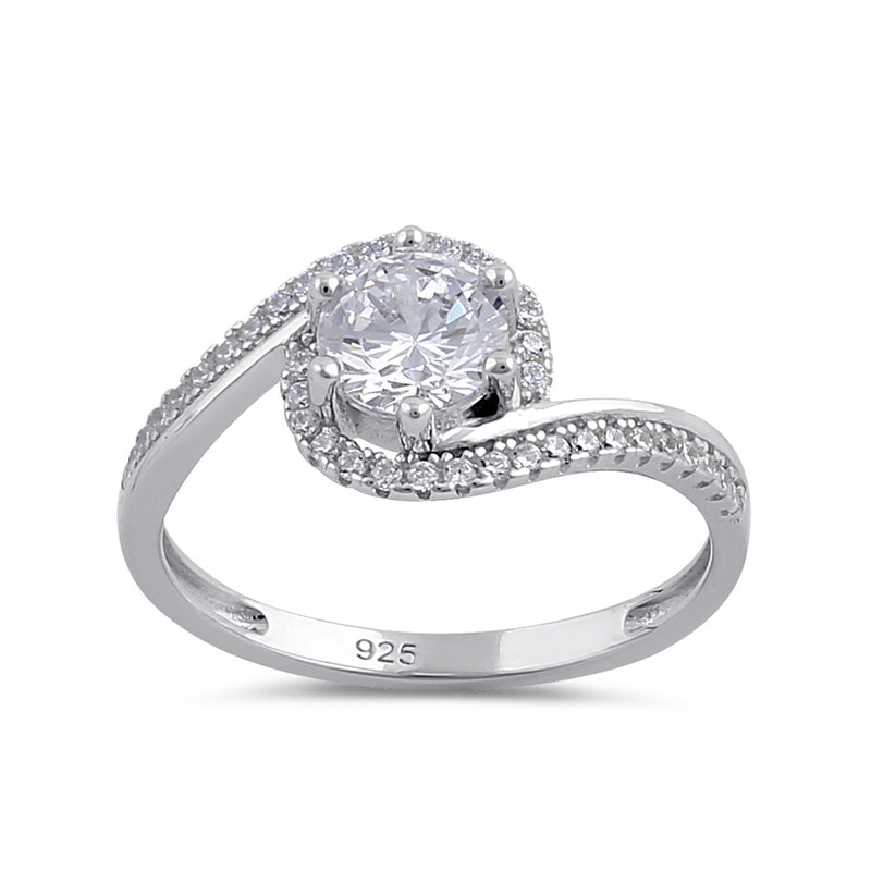 Sterling Silver Clear CZ Circular Engagement Ring