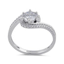 Sterling Silver Clear CZ Circular Engagement Ring