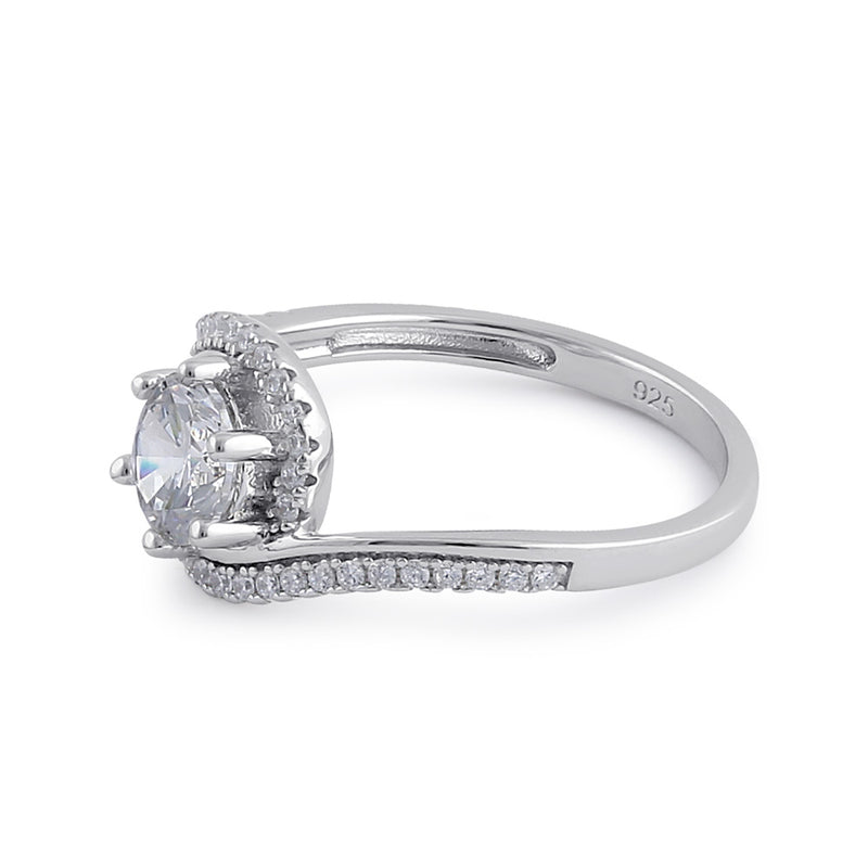 Sterling Silver Clear CZ Circular Engagement Ring