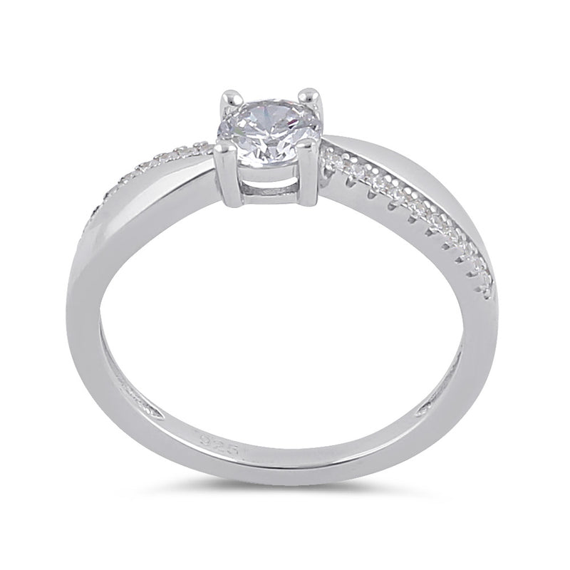 Sterling Silver Clear Round CZ Elegant Engagement Ring