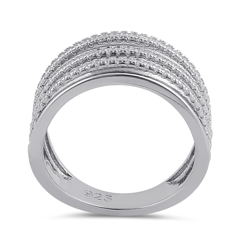 Sterling Silver Clear CZ Layered Ring