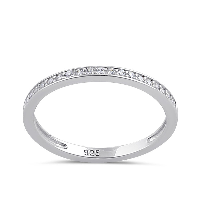 Sterling Silver Clear CZ Thin Band Ring