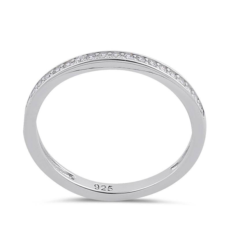 Sterling Silver Clear CZ Thin Band Ring