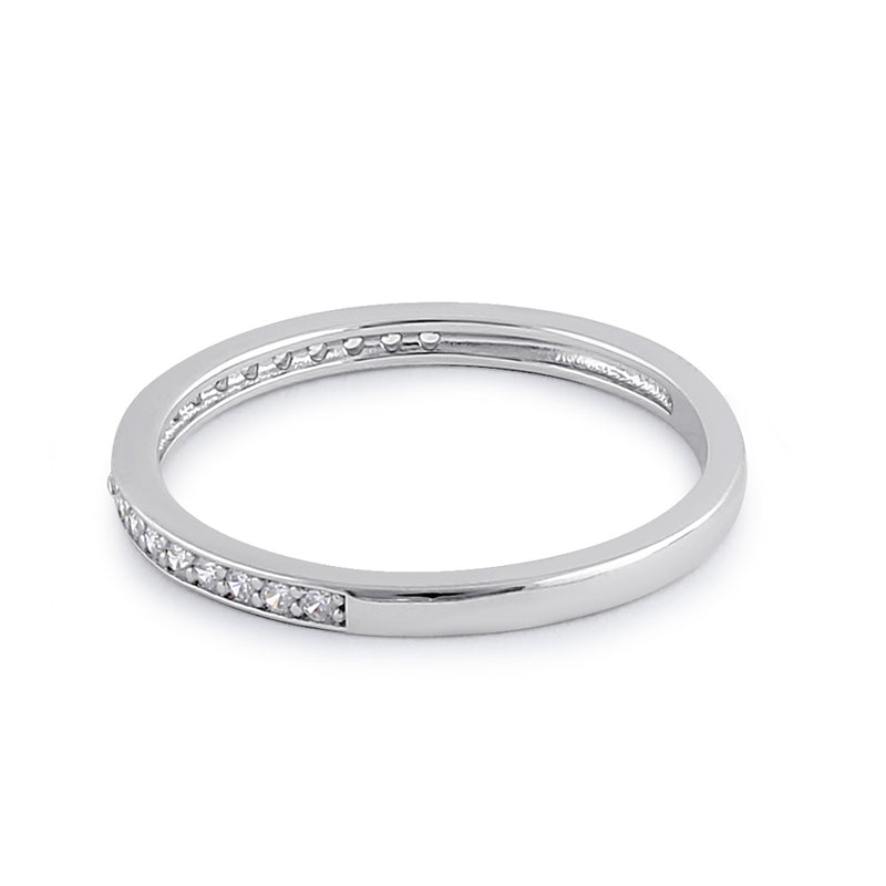Sterling Silver Clear CZ Thin Band Ring