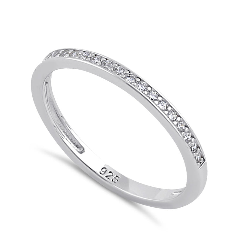 Sterling Silver Clear CZ Thin Band Ring