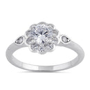 Sterling Silver Clear CZ Flower Engagement Ring