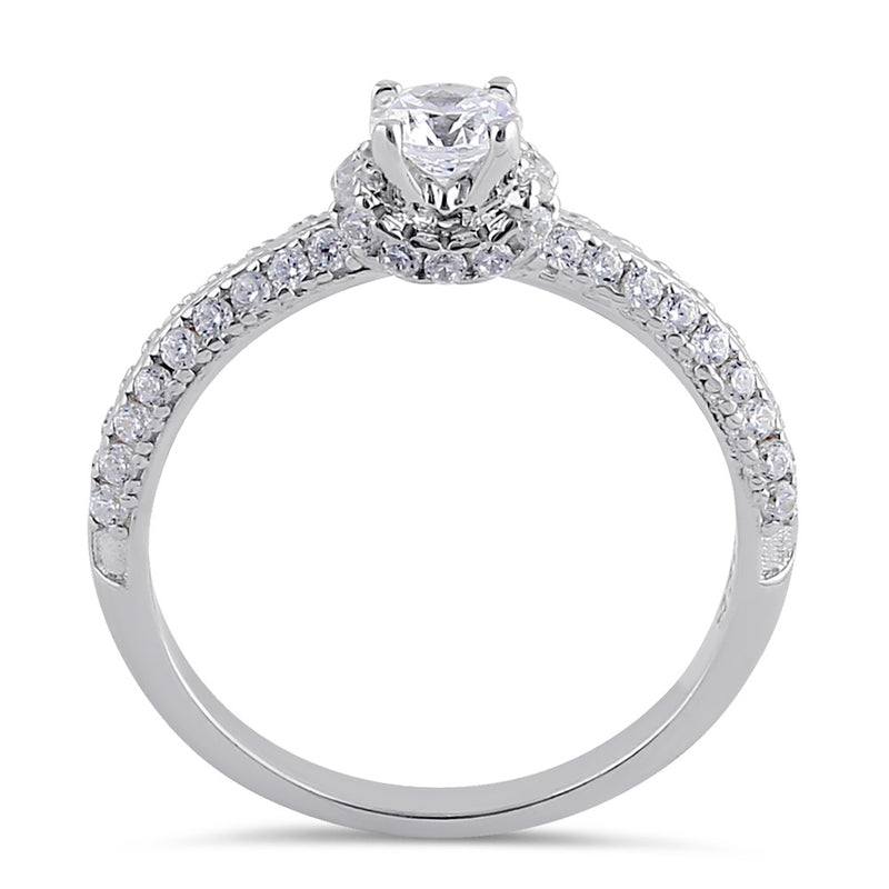 Sterling Silver Clear CZ Classy Engagement Ring