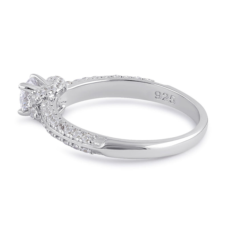 Sterling Silver Clear CZ Classy Engagement Ring