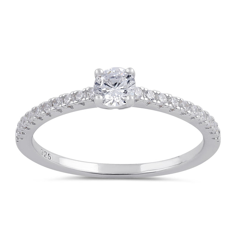 Sterling Silver Clear CZ Dainty Engagement  Ring