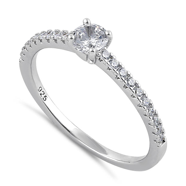 Sterling Silver Clear CZ Dainty Engagement  Ring