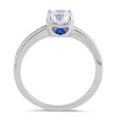 Sterling Silver Clear and Spinel CZ Engagment Ring