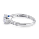 Sterling Silver Clear and Spinel CZ Engagment Ring