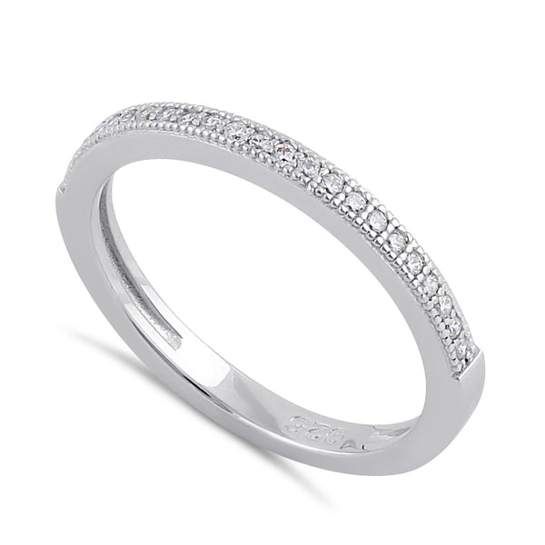 Sterling Silver Thin Clear CZ Band Ring
