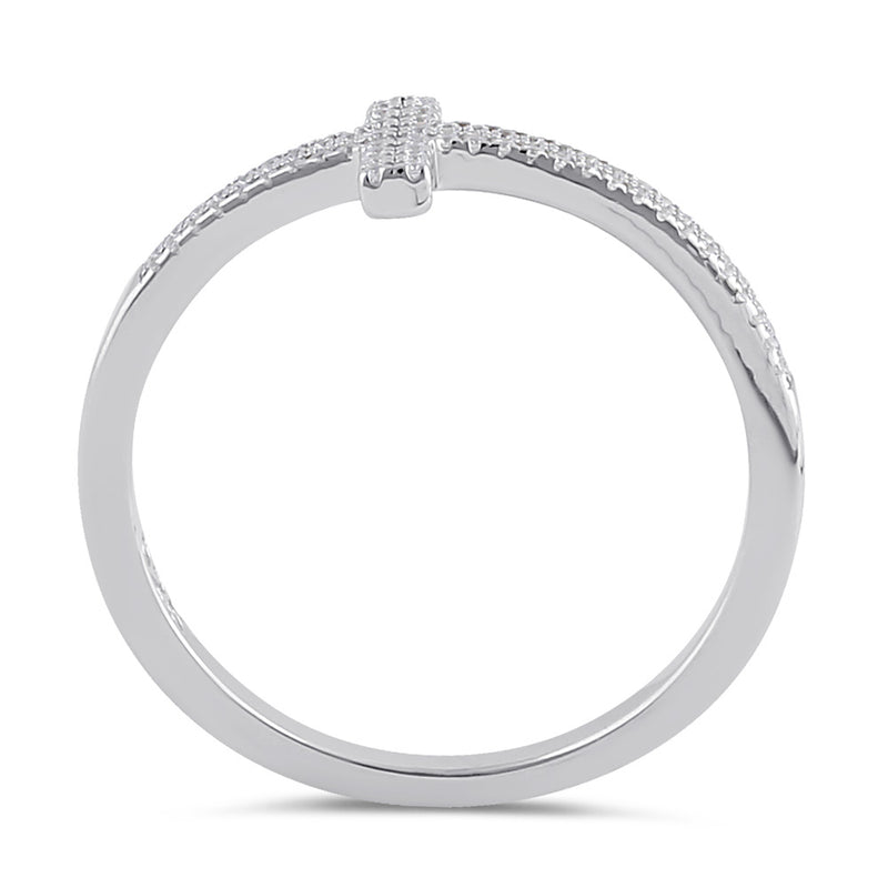 Sterling Silver Clear CZ Cross Ring