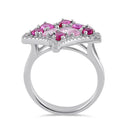 Sterling Silver Pink & Ruby CZ Bouquet Ring