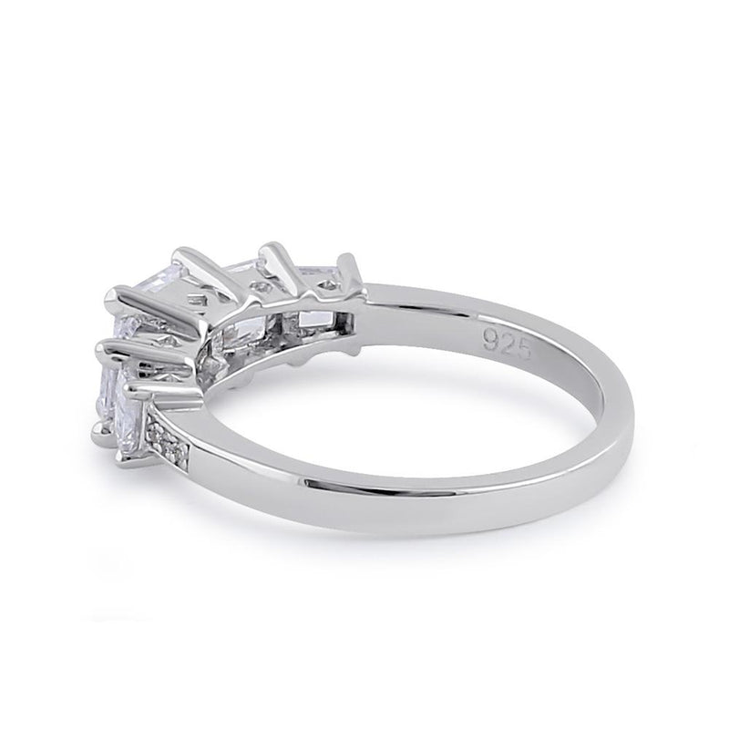 Sterling Silver Clear CZ Princess Tier Engagement Ring