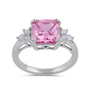 Sterling Silver Elegant Pink CZ Center Ring
