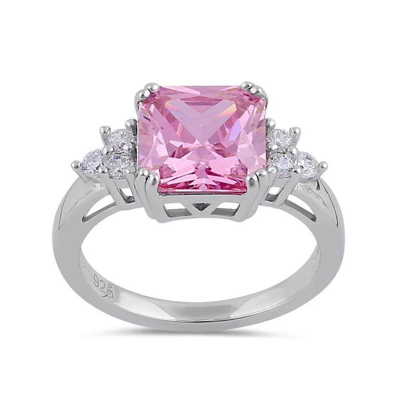 Sterling Silver Elegant Pink CZ Center Ring