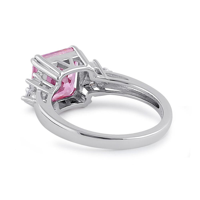 Sterling Silver Elegant Pink CZ Center Ring