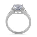 Sterling Silver 8mm Clear Cushion CZ Engagement Ring